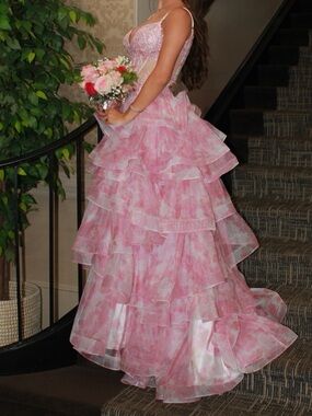 ellie wilde Pink Ruffled Prom Dress